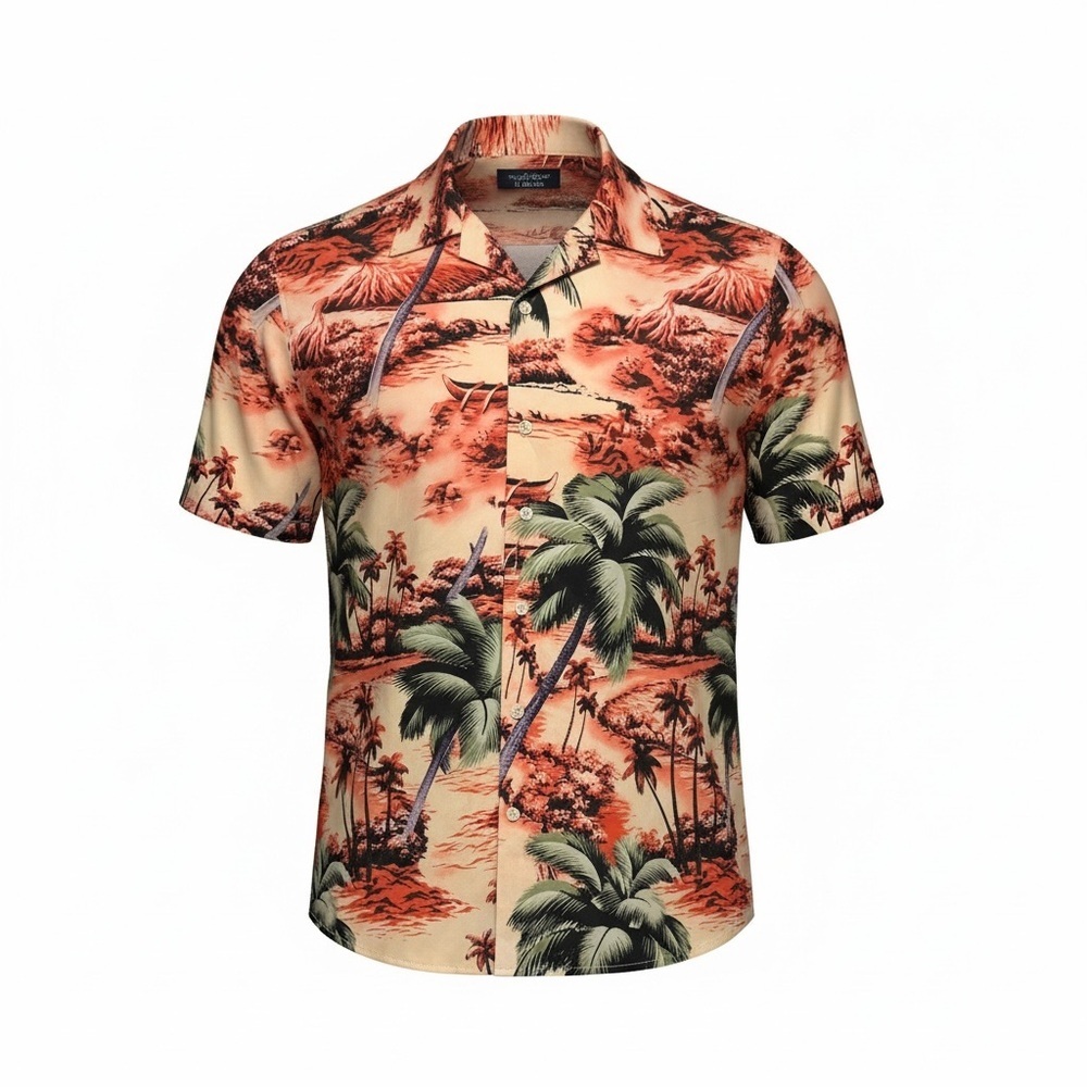 Tropical Hawaiian Print Men's Button Up Shirt SET OF 2! - Picture 2 of 12